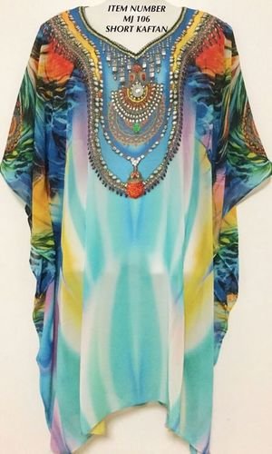 Digital Print Poly Chiffon Kaftan 