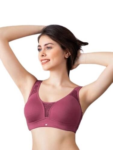 Comfortable To Wear Padded Ladies Bra - Cotton Material , Purple Color , Plain Pattern , Designed For Daily Wear , Ideal For Women