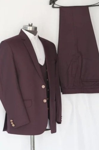 Four Piece Plain Pattern Cotton Fabric Mens Suits