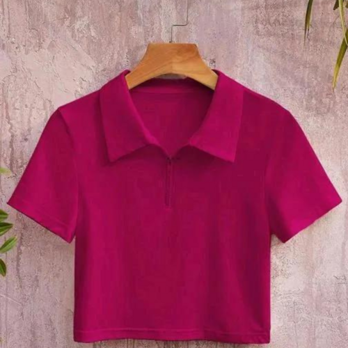 Quality Crop Top Plain T-shirt For Womens - Cotton, Customized Size, All Colors Available - V-neck, Short Sleeves, Skin-friendly, Breathable