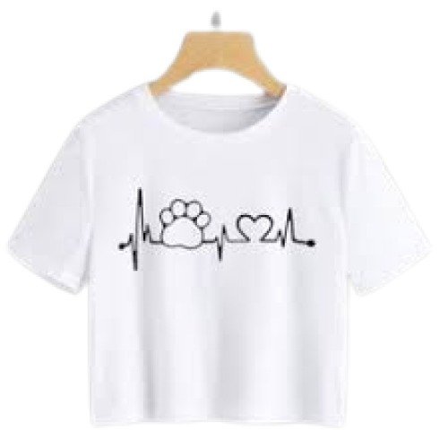 Printed Pattern Short Sleeve Round Neck Style Cotton T-shirt For Women - 100% Cotton, Sizes M, S, L, Xl, White Color | Lightweight, Breathable Fabric