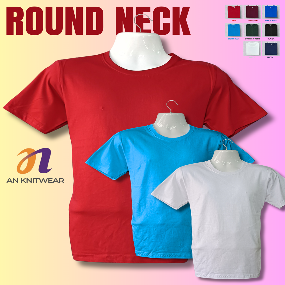Men Round Neck Plain T-Shirt 