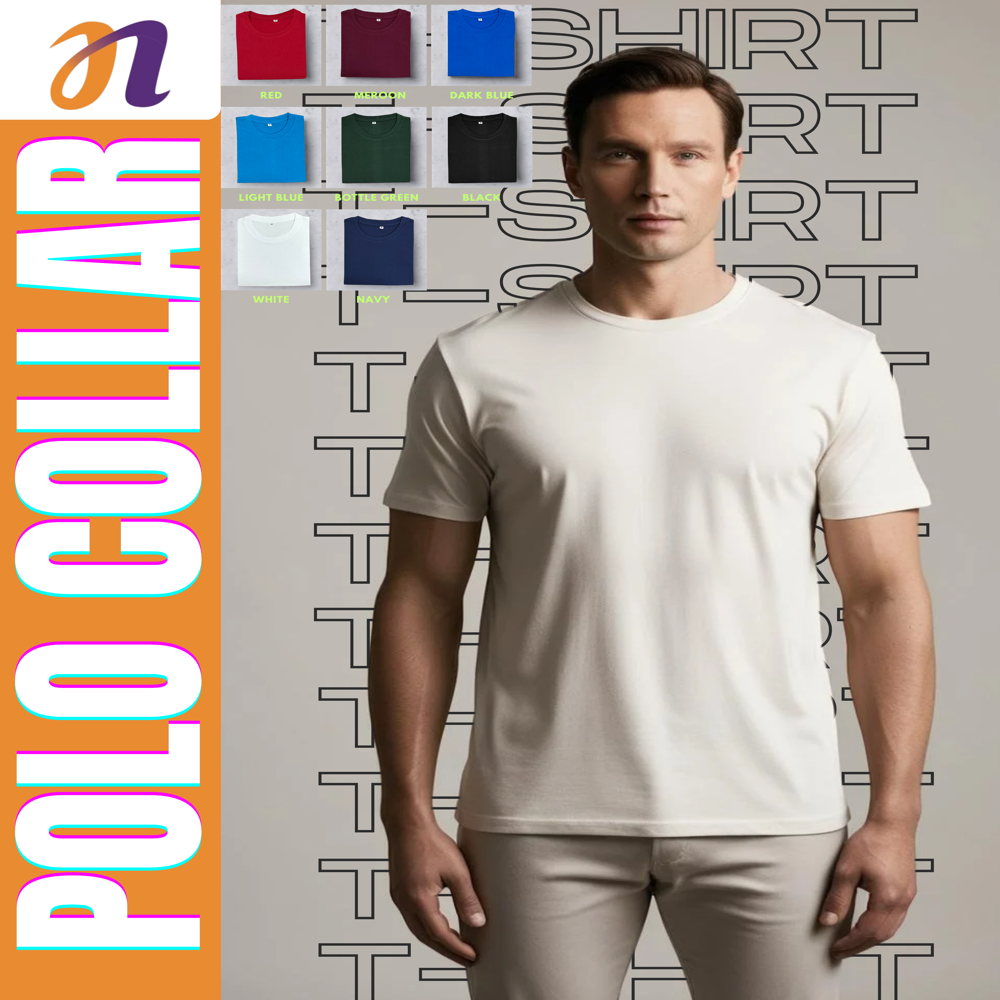 Men Round Neck Plain T-Shirt 