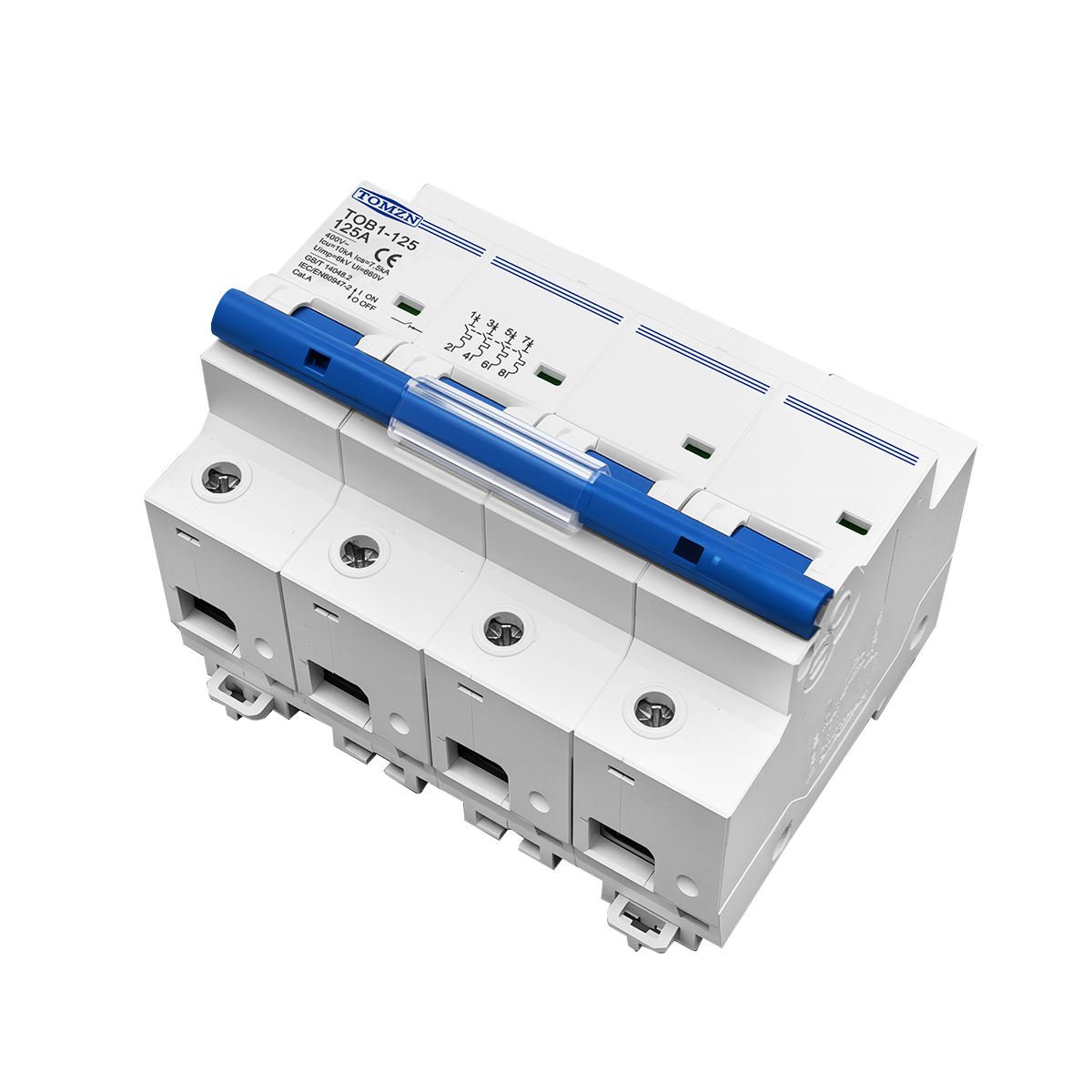 TOMZN 4P 80A/100A/125A AC Circuit Breaker MCB TOB1-125 Din Rail High Current Switch