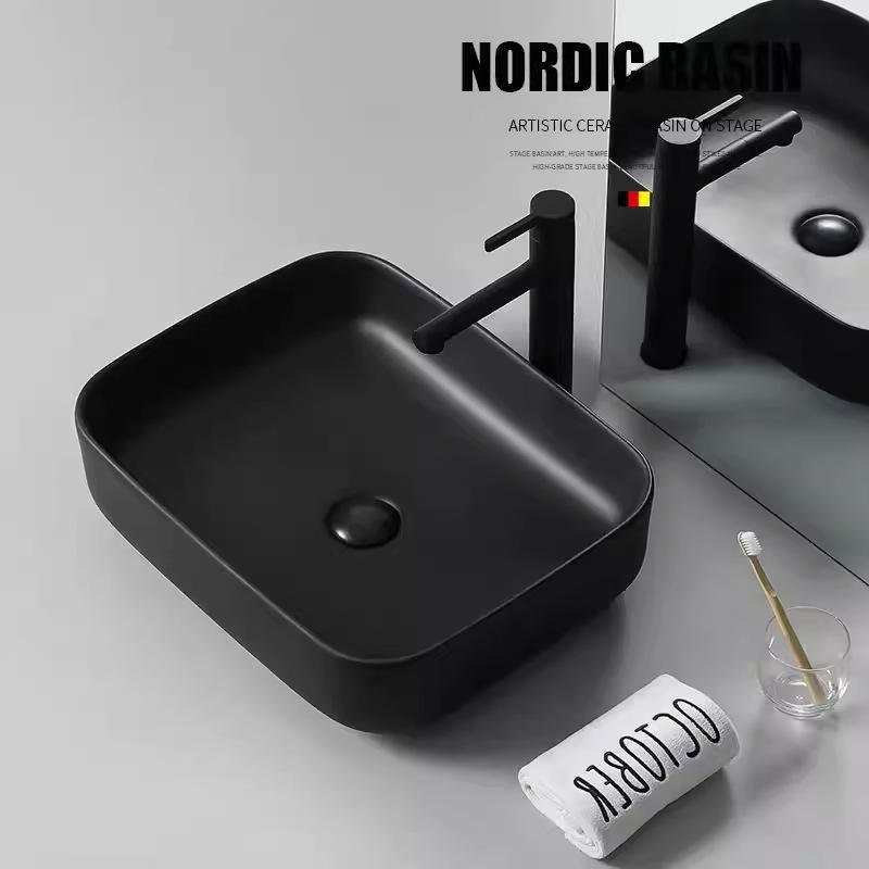 Ceramic Rectangular Countertop Bathroom Sink
