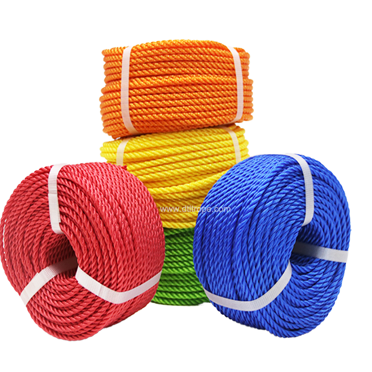 Hot Selling Plastic Twine Polypropylene Fiber 3 Strands Twisted Nylon Rope PE PP Danline Rope for Marine Mooring Fishing Line