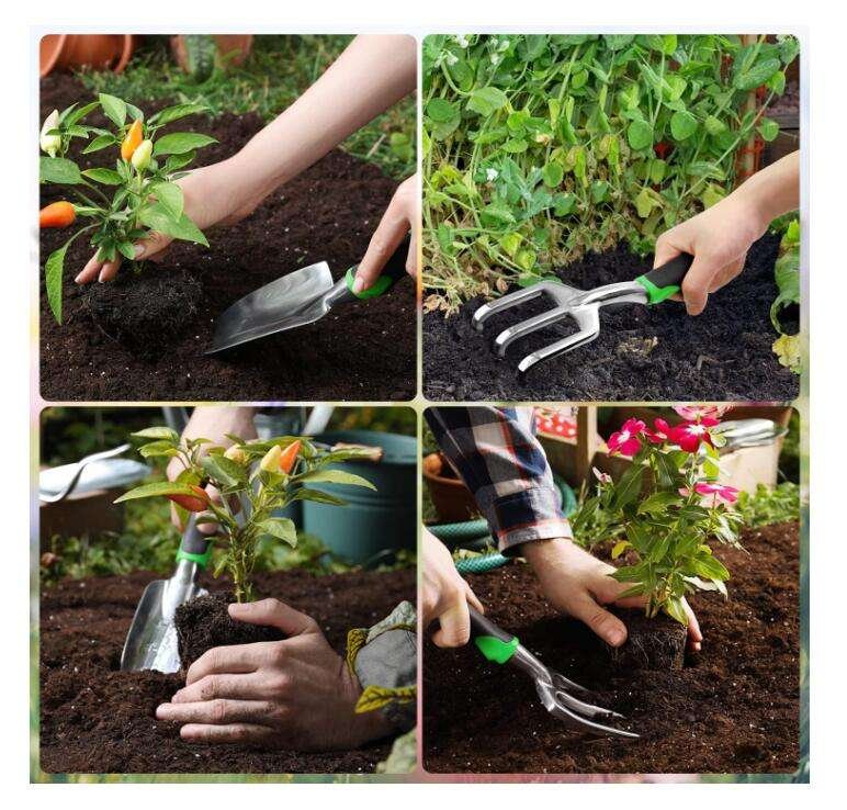 Multi-Function Aluminum Alloy 5-Piece Garden Tool Set (Pink)