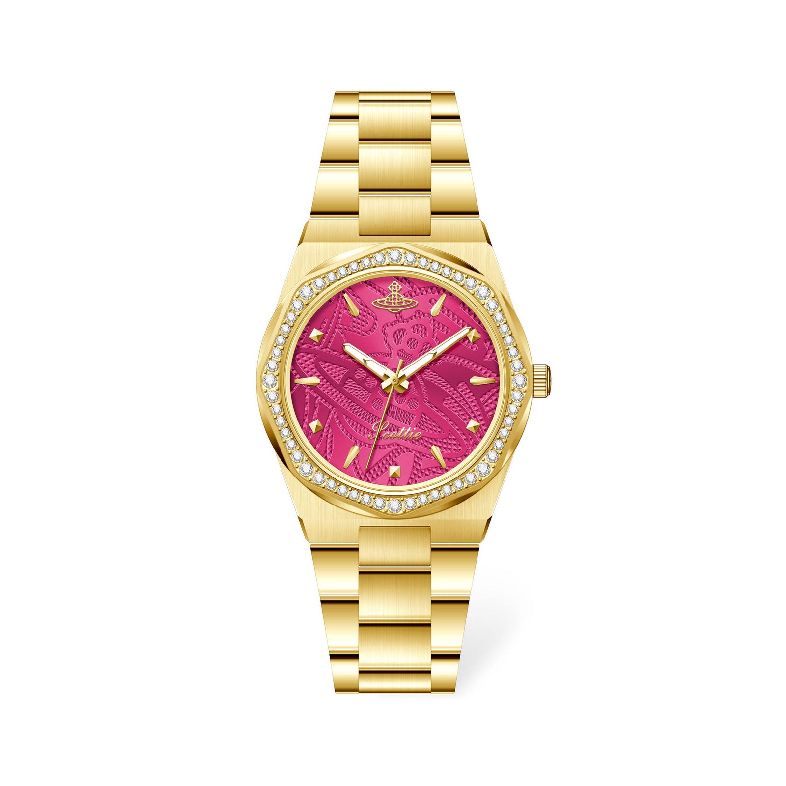 Women Round Dial Waterproof Luminous Design With Stainless Steel Watch Band