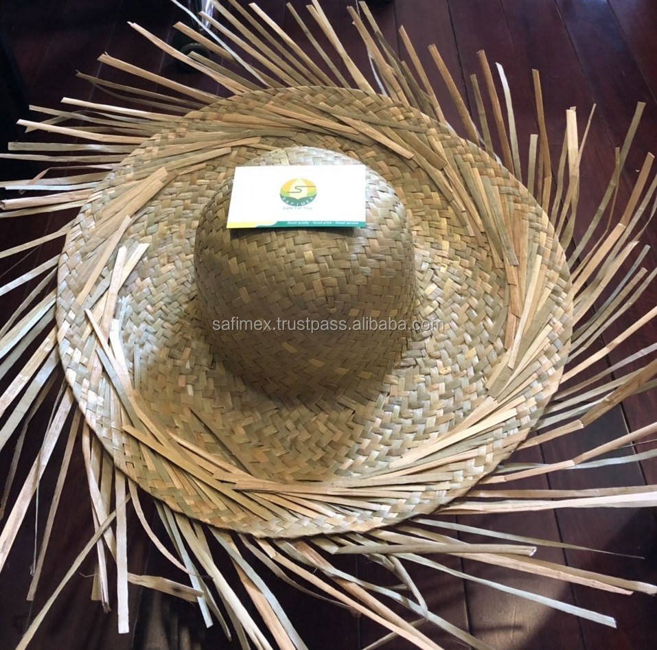 Beachcomber Sombrero Hat Costume Frayed Straw Hat for Adults Traditional Puerto Rican Pava Straw Hat Natural Color from Factory