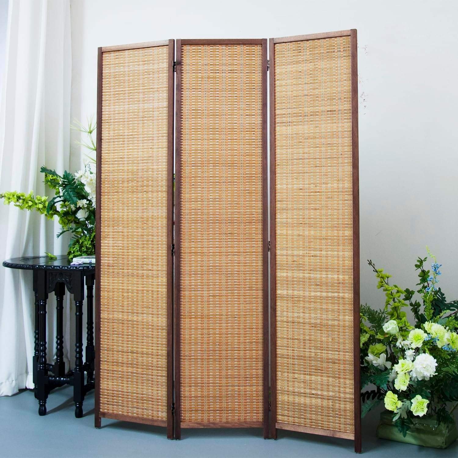 Bamboo Art Deco Foldable Room Dividers 3 Panels Freestanding Louver Screens Handcrafted Multi-Functional Partitions Factory