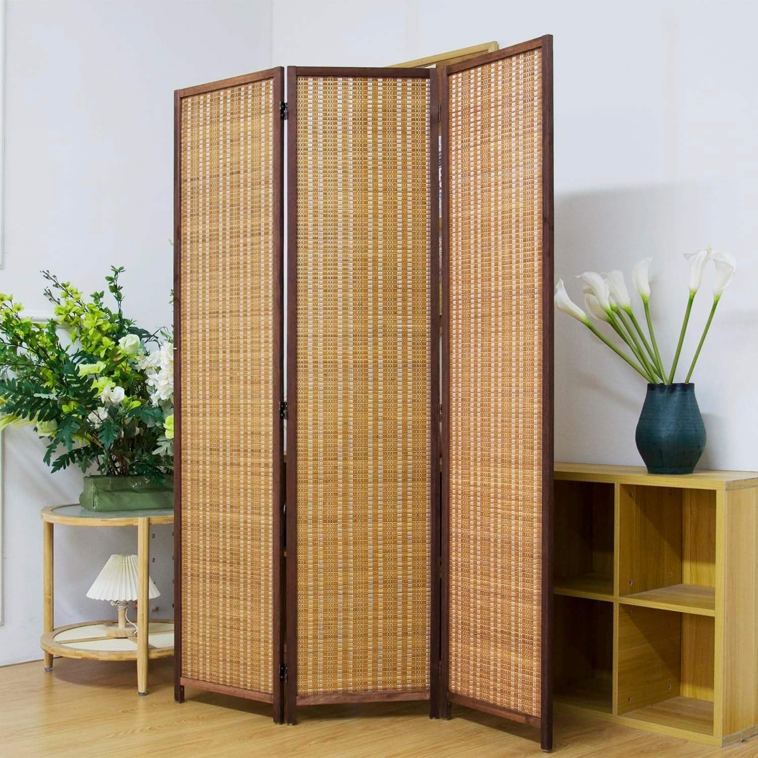 Bamboo Art Deco Foldable Room Dividers 3 Panels Freestanding Louver Screens Handcrafted Multi-Functional Partitions Factory