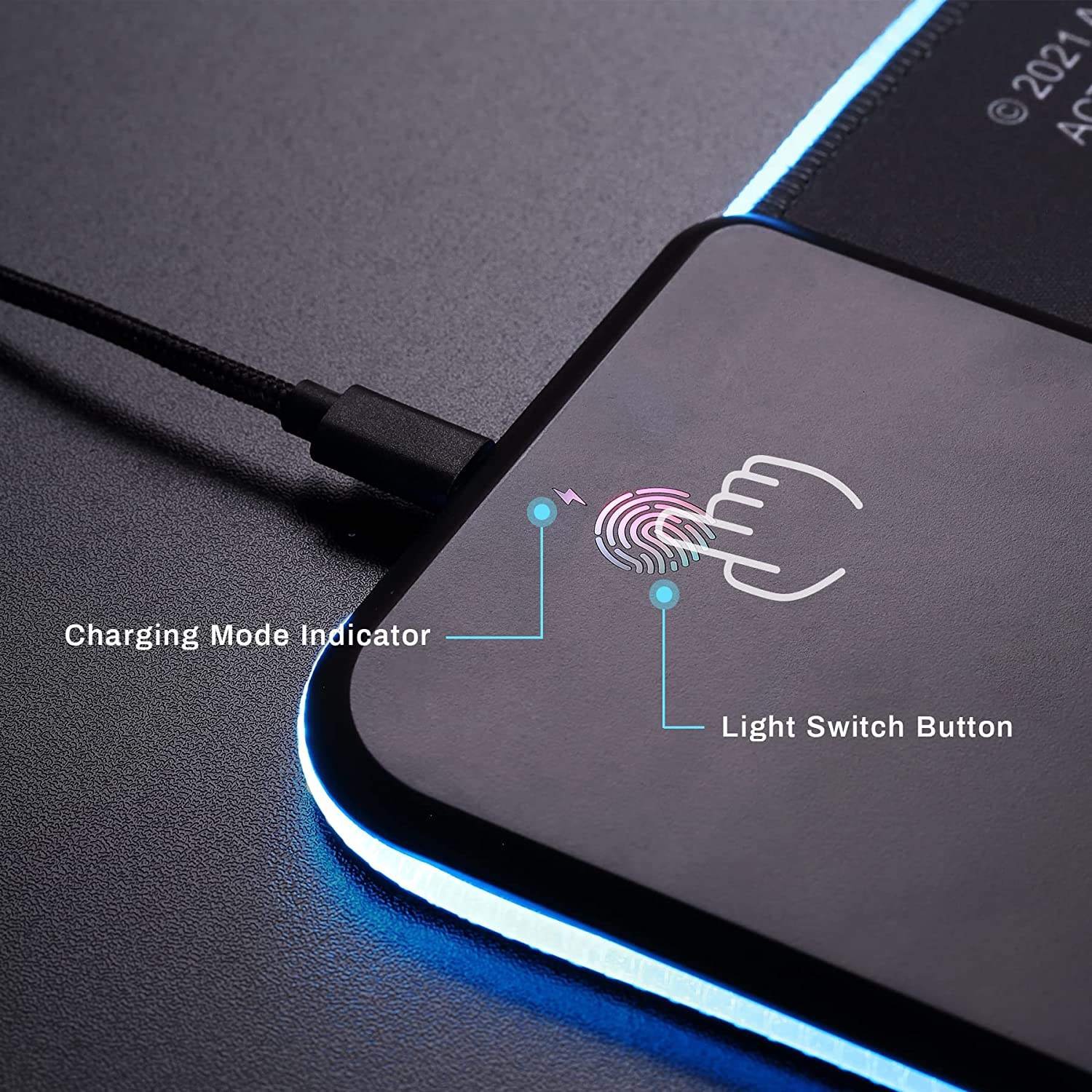Hot Selling Charger Mouse Pad Wireless Charging , Rubber LED Wireless Charging Gaming MousePad