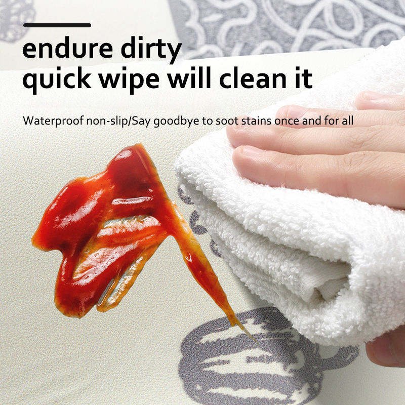 Handmade Classic Floral Kitchen Doormat Running Rug Set Two Pieces Non-Slip Leather Rubber Washable Anti-Fatigue Medium