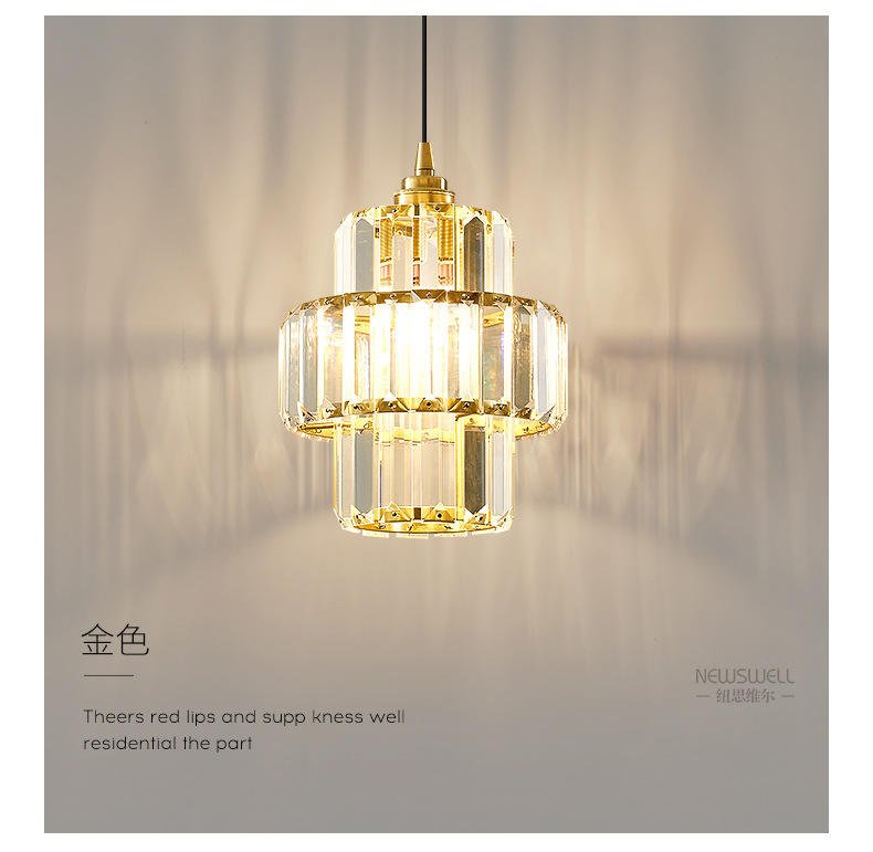 Simple Luxury Single Head Crystal Chandelier Pendant Lights for Dining Table Kitchen Island Bedside Lighting