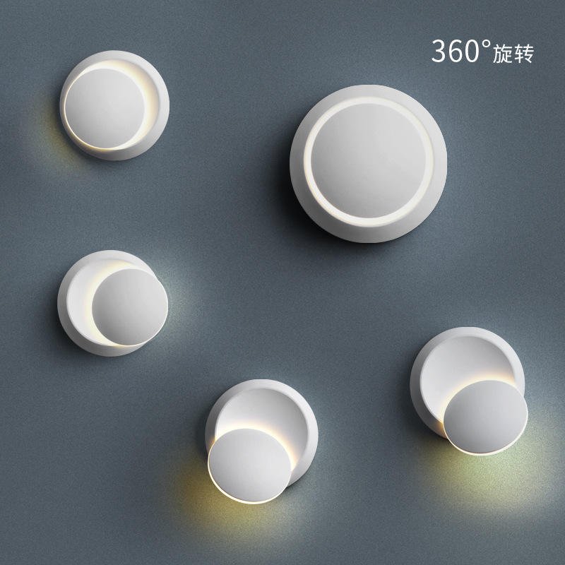 360° Rotating Lunar Eclipse Wall Lamp Adjustable LED Crescent Wall Light for Living Room Bedside Staircase Aisle Hotel Decor