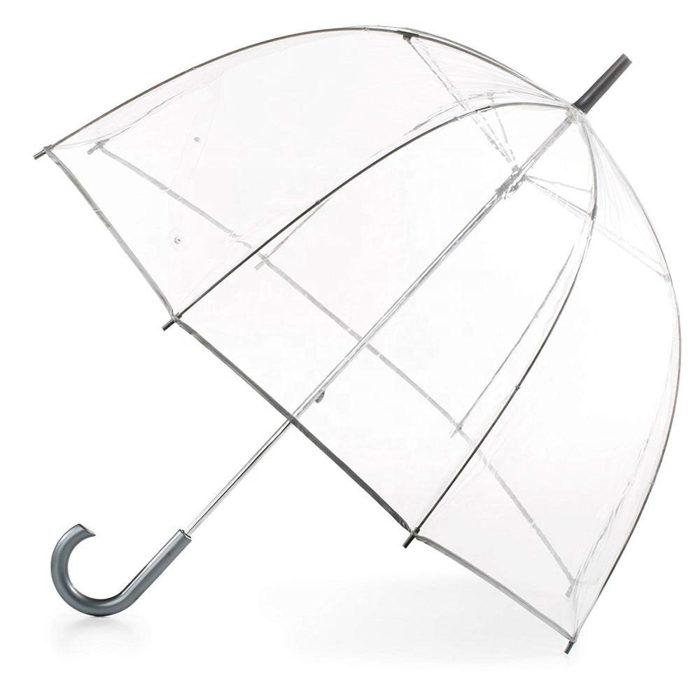 China Factory Wholesale Custom Promo Windproof Logo Clear Bubble Transparent Women's Big Clear Dome POE Umbrella for Rain