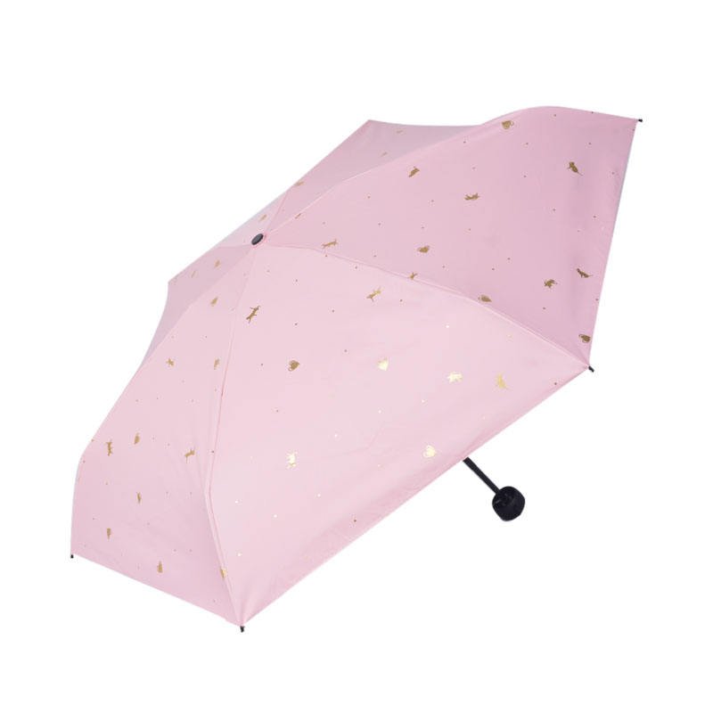 Straight Pattern Mini 5-Fold Capsule Umbrella Black Windproof Waterproof 190T Pongee Auto Open All-in-One for Advertising
