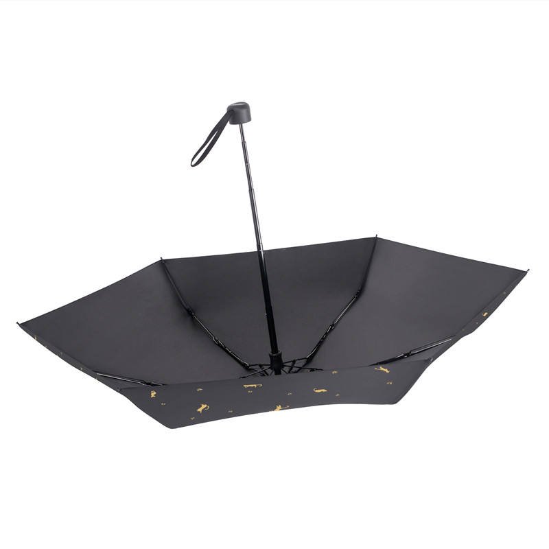 Straight Pattern Mini 5-Fold Capsule Umbrella Black Windproof Waterproof 190T Pongee Auto Open All-in-One for Advertising