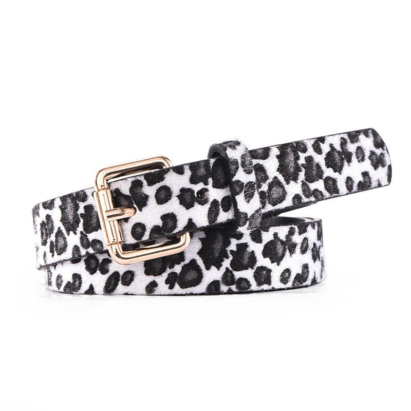 Factory Custom Design Wholesale Fashion Cheap Leopard Print Women's PU Leather Dress Belt with Gold Pin Buckle