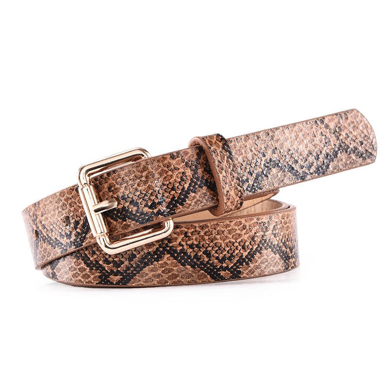Factory Custom Design Wholesale Fashion Cheap Leopard Print Women's PU Leather Dress Belt with Gold Pin Buckle