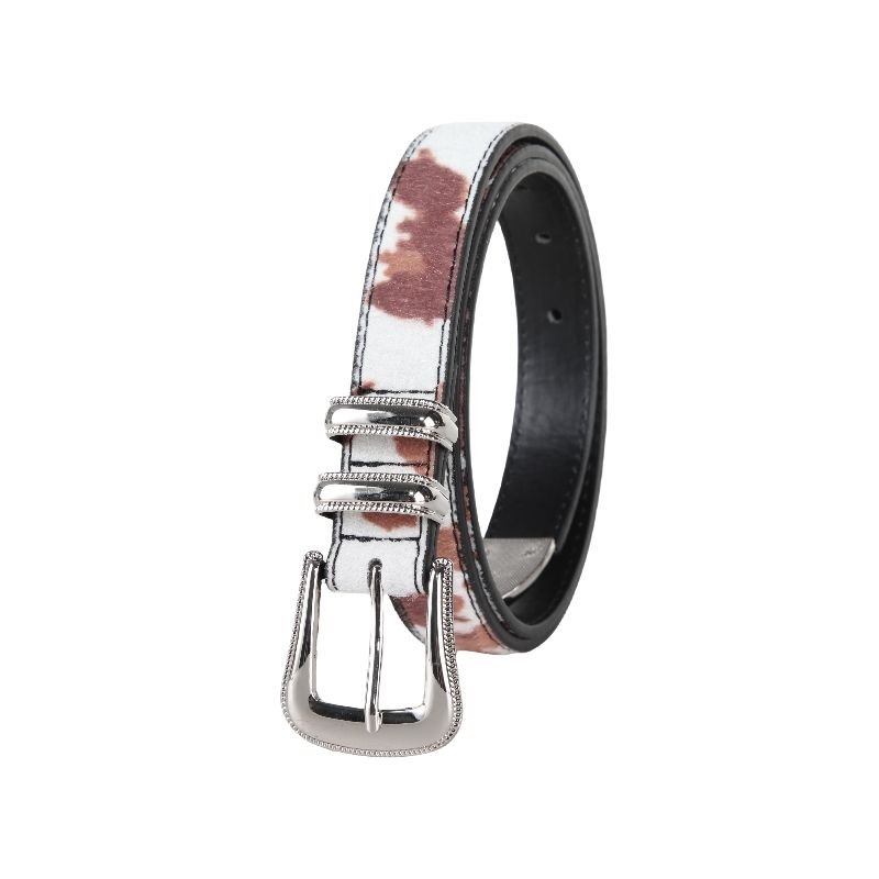 Casual Style Ladies PU Leather Belt Studded with Crocodile and Snake Design Alloy Buckle Waist Belt