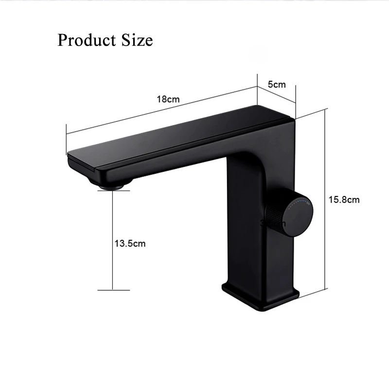 Modern Hot Sale Luxury LED Digital Smart Bathroom Faucet with Lamp Brass Single Lever Black Mixer Water Sink Wash Basin Faucets
