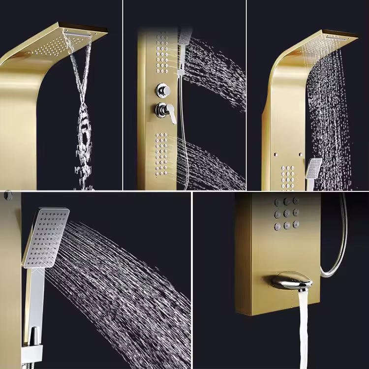 Wall Mounted Luxury 5 Features LED Temperature Display Smart Bathroom Shower Panel Rainfall Shower Column Faucet with LED Light