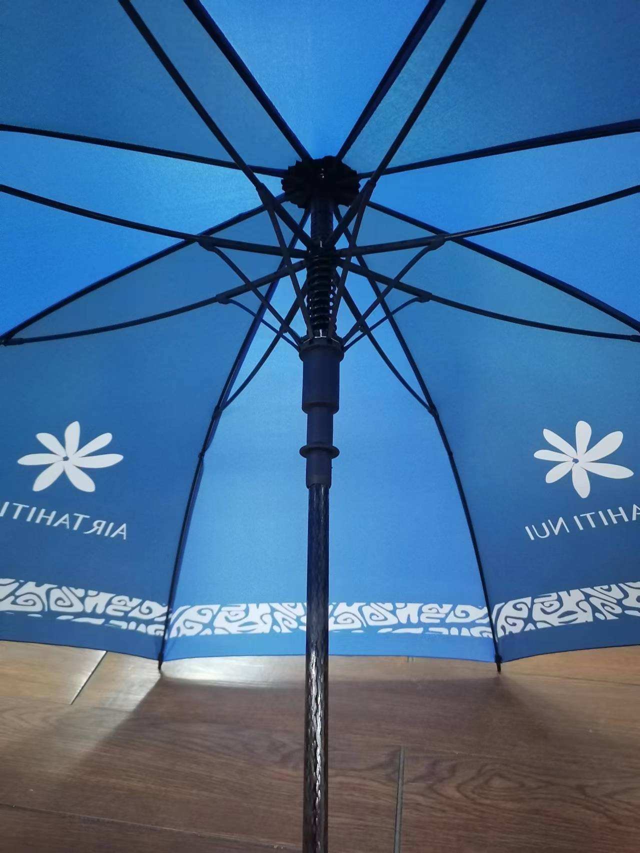 High Quality 190T Pongee Uv Proof Black Coating Fiberglass Semi Automatic Golf Umbrella Windproof With Custom Logo