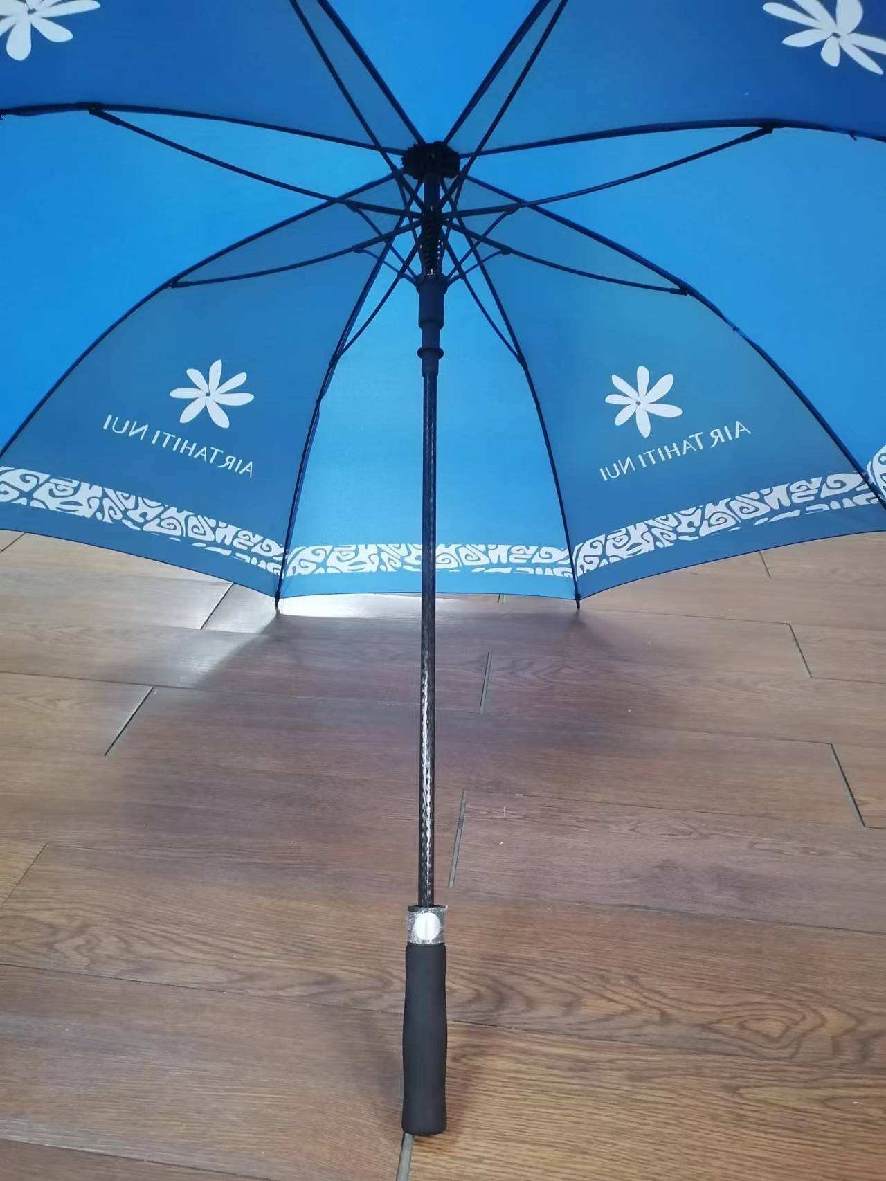 High Quality 190T Pongee Uv Proof Black Coating Fiberglass Semi Automatic Golf Umbrella Windproof With Custom Logo