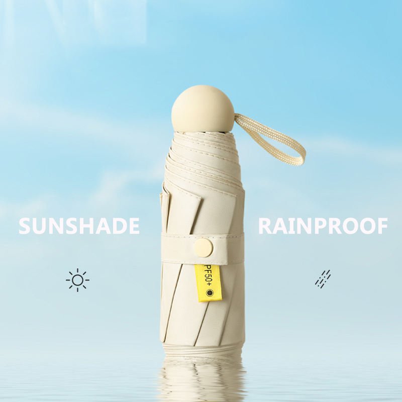 Wholesale Mini Pocket Capsule 5 Folding Umbrella Portable Travel Women Sunshade Black Coating Umbrella Waterproof Small Umbrella