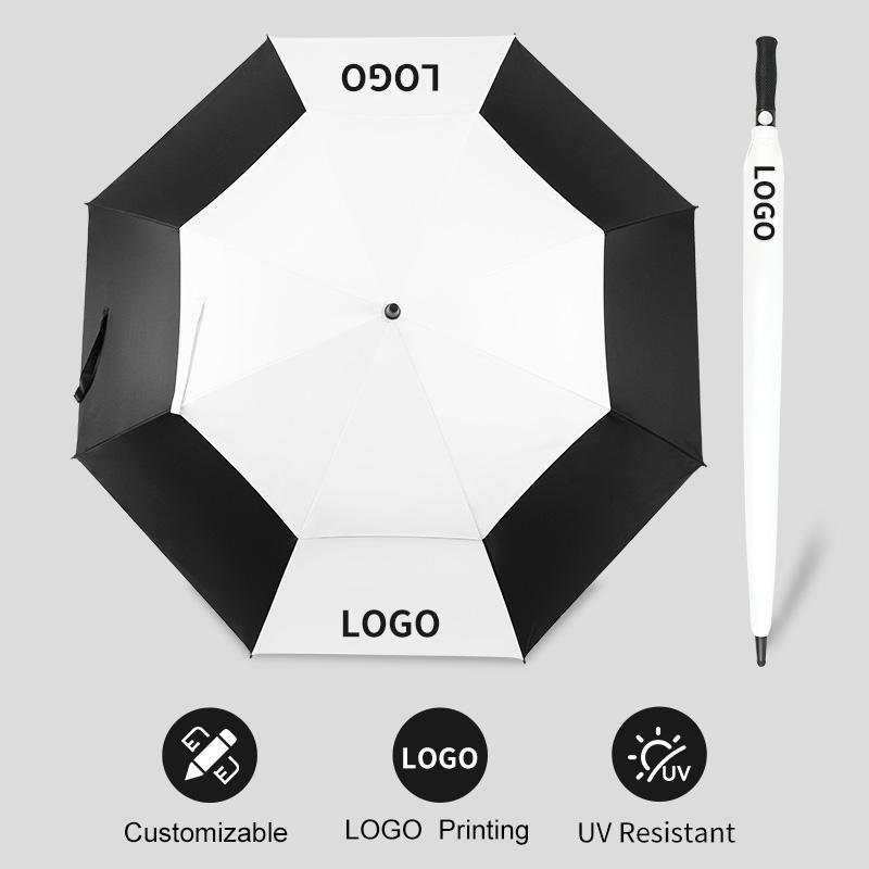 Classic Stick Umbrellas Large Automatic Open UV Protection Waterproof Double Canopy Windproof Custom Golf Umbrella With Logo