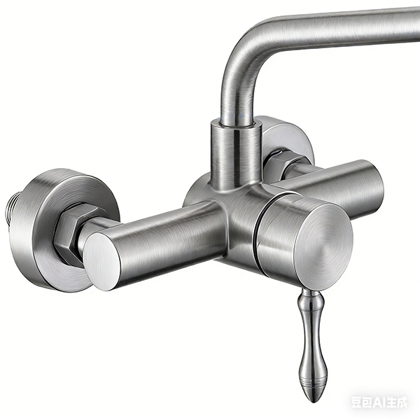 Hot and Cold Water 360 Swivel Spout Wall-mounted Single Handle Stainless Steel Kitchen Sink Basin Mixer Taps Faucet
