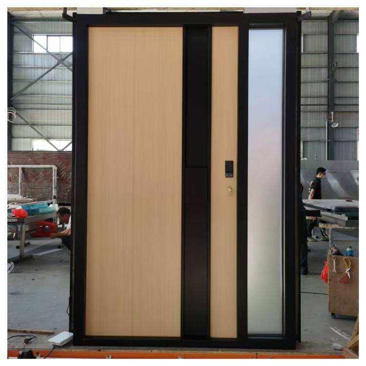 Modern Wood Color Aluminum Front Doors Tough, Secure & Pivot Hinge Compatible Entry Door