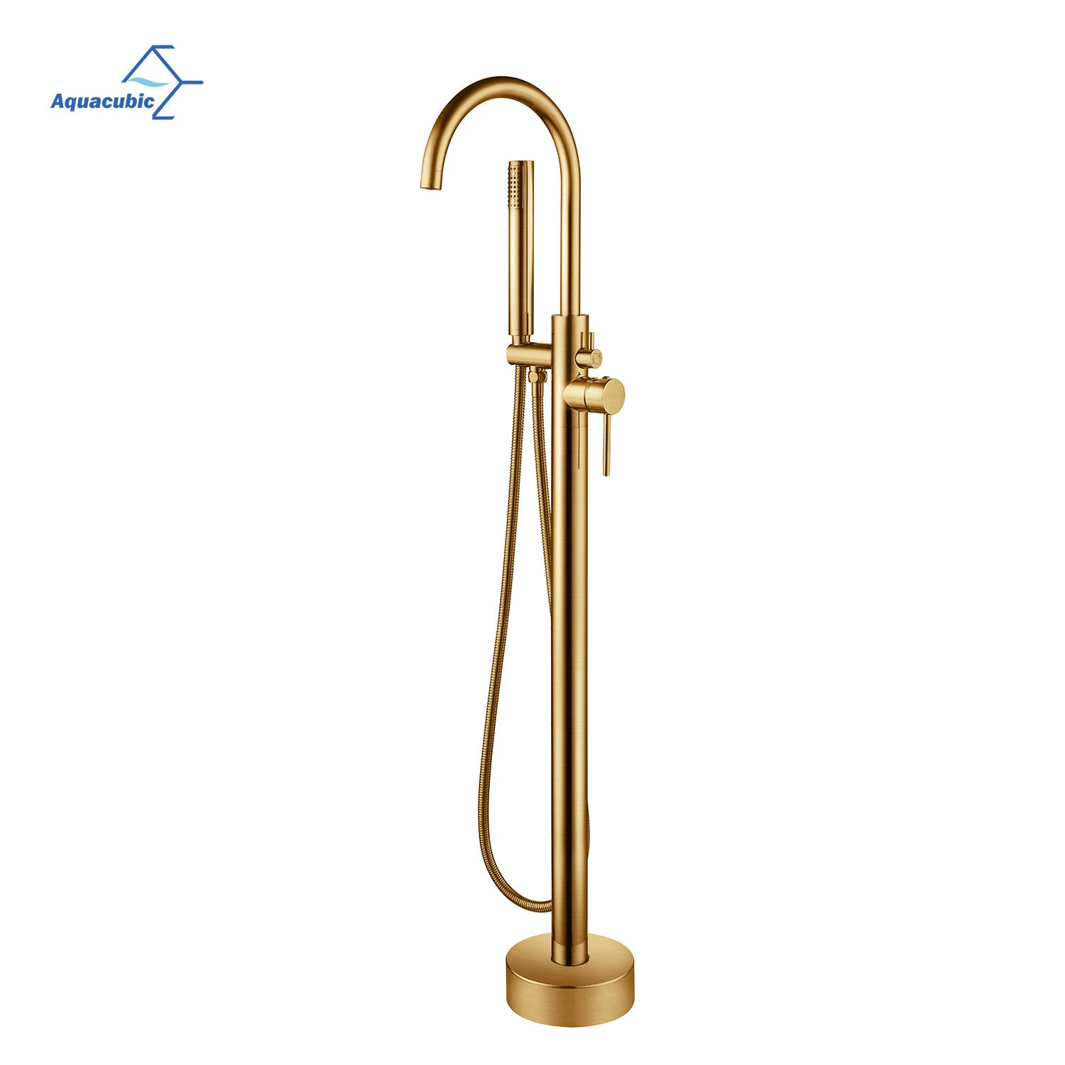 Aquacubic Gold Bathroom Bathtub Faucet Hot Cold Freestanding Bath Tub Faucet
