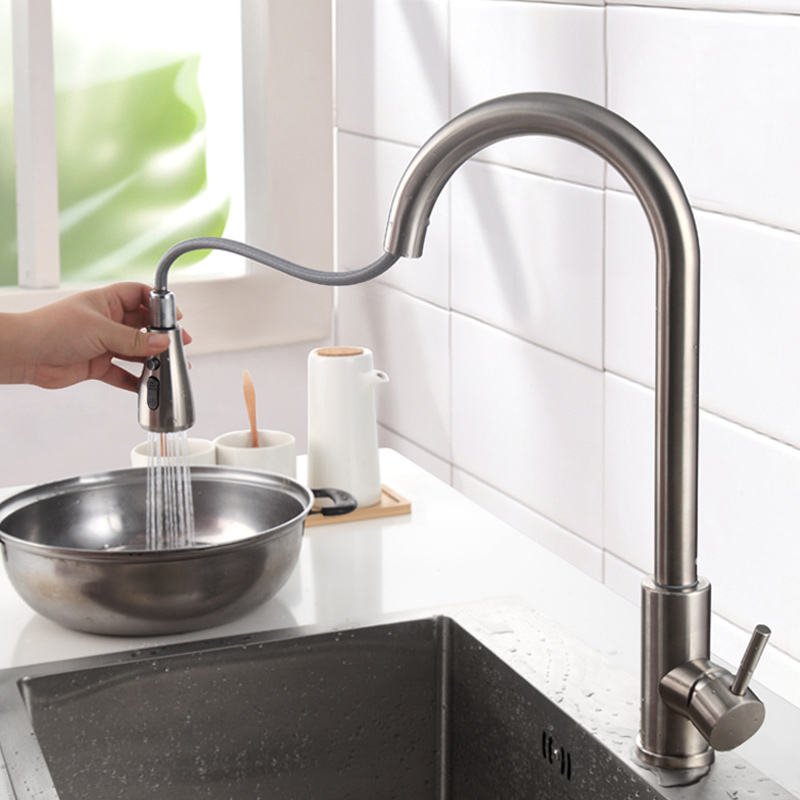 South American HOT Selling Stainless Steel Body Pull Down Kitchen Faucets with Multi-function Nozzle