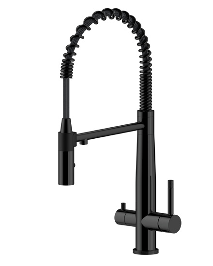 New Trend American SS304 Stainless Steel Dual Handle Gooseneck Kitchen Sink Faucet Deck Mounted Single Hole Installation