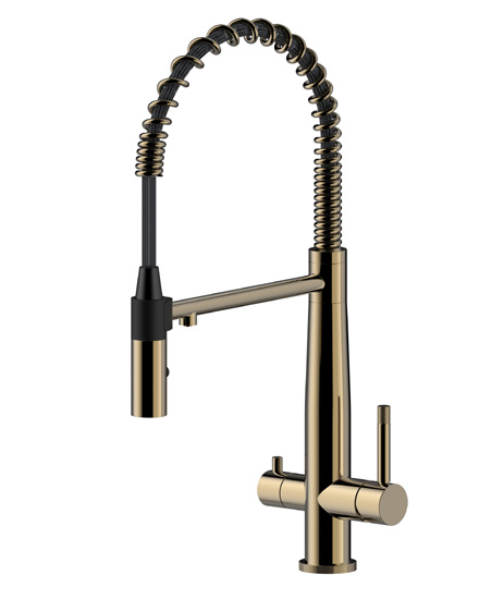 New Trend American SS304 Stainless Steel Dual Handle Gooseneck Kitchen Sink Faucet Deck Mounted Single Hole Installation