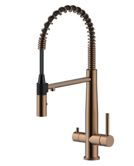 New Trend American SS304 Stainless Steel Dual Handle Gooseneck Kitchen Sink Faucet Deck Mounted Single Hole Installation