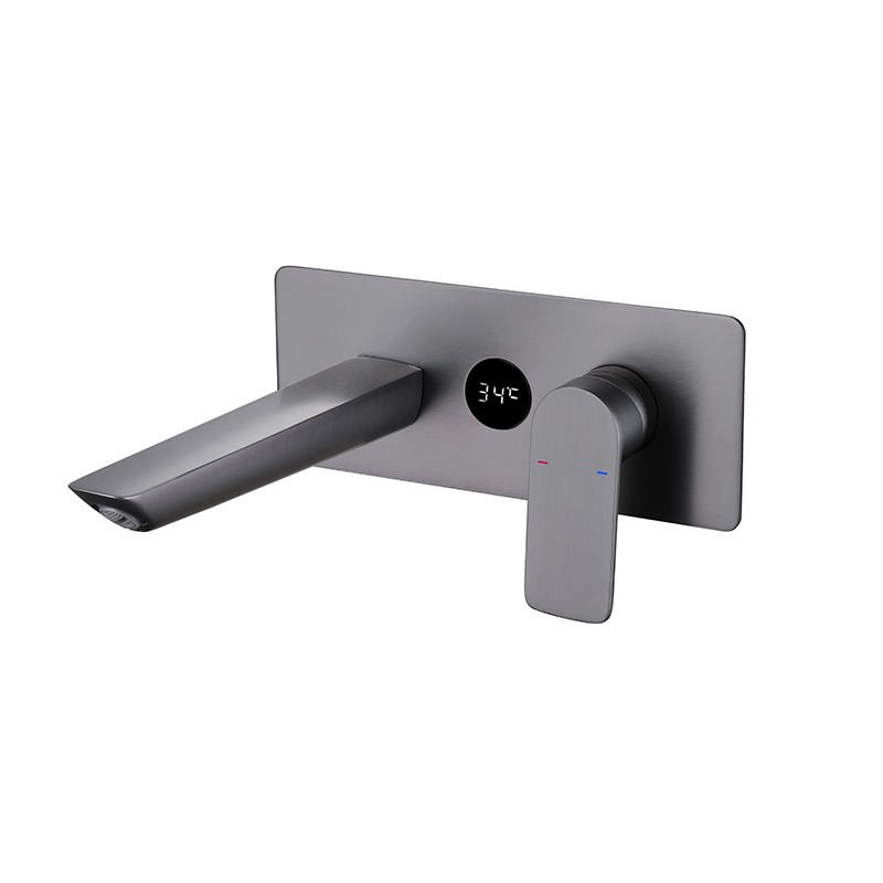 Digital Display Single Hole Concealed Basin Faucet-Modern Wall-Mounted Mixer Ceramic Valve Core for Hotel Bathroom