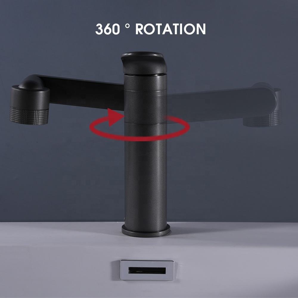 Single Hole Flexible 360 Rotation Wash Basin Faucet 3 Functions Adjustable Angle Brass Hot Cold Water Sink Tap for Bathroom