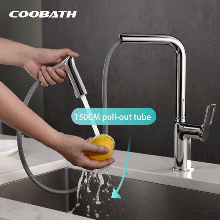 Manufacturer High Quality Modern 304 Stainless Steel Single-handle Pull Down Kitchen Sink Faucet