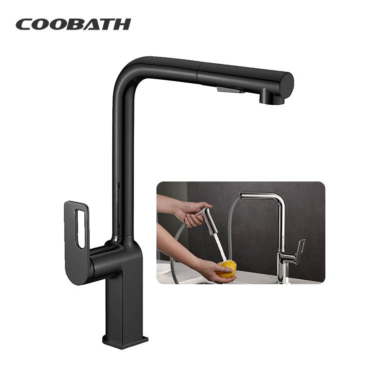 Manufacturer High Quality Modern 304 Stainless Steel Single-handle Pull Down Kitchen Sink Faucet