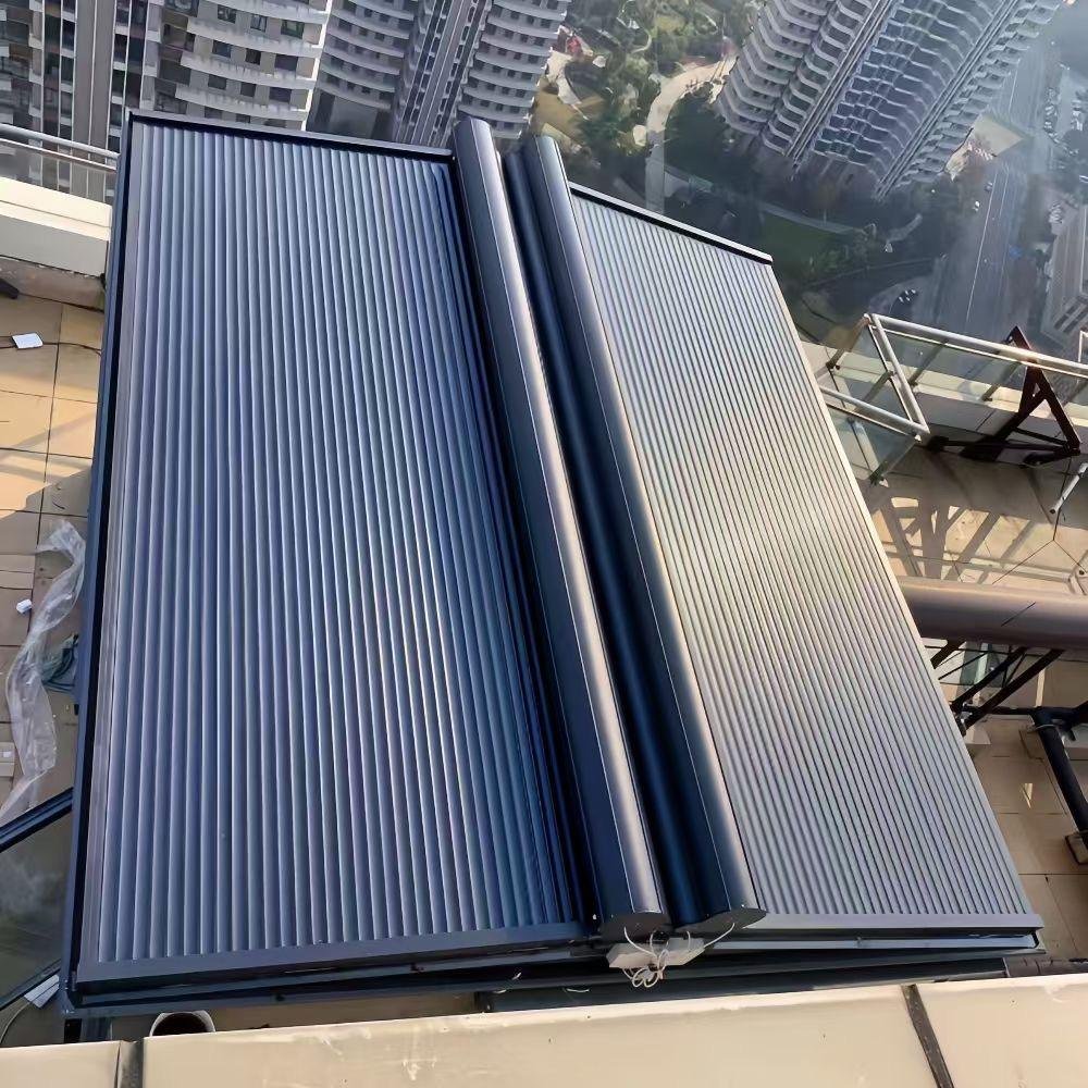 Aluminum Alloy Modern Waterproof Electric Roller Blinds for Outdoor Terrace Louver Skylight Roof
