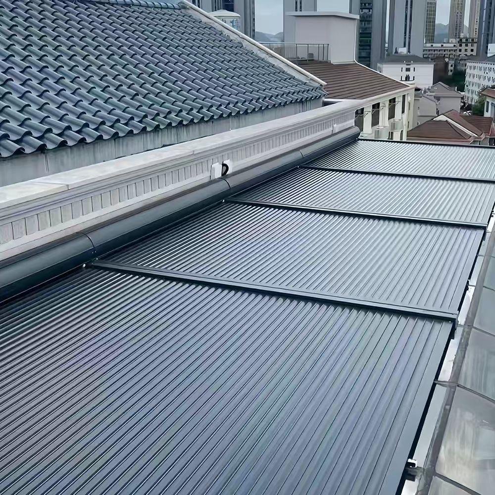 Aluminum Alloy Modern Waterproof Electric Roller Blinds for Outdoor Terrace Louver Skylight Roof