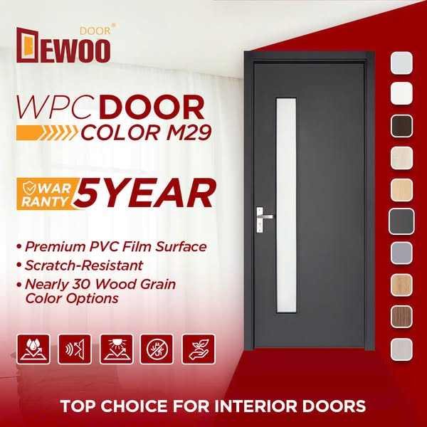 Modern Style WPC Interior Flush Slab Doors New Design Waterproof Composite Finish for Bedroom Bathroom Kitchen-Wholesale