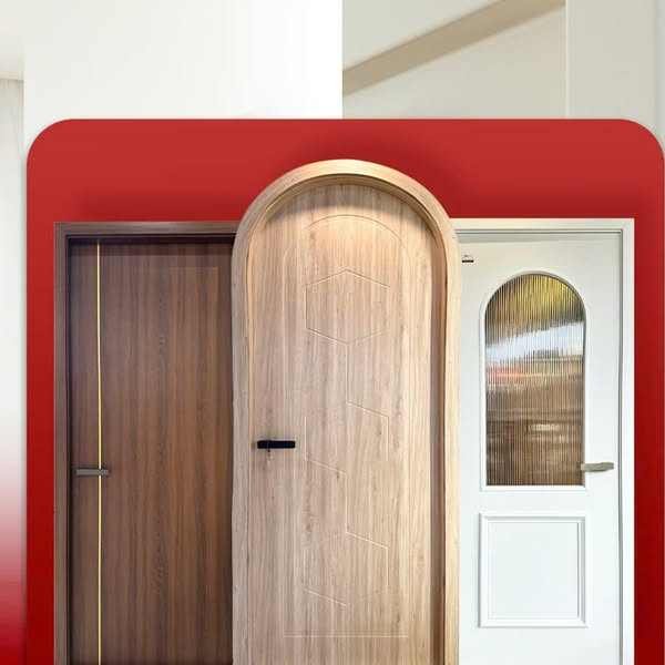 Latest Design 2025 WPC Door with PVC Cover Finished Surface Waterproof Bathroom Use Push-Pull Single Swing Interior Door