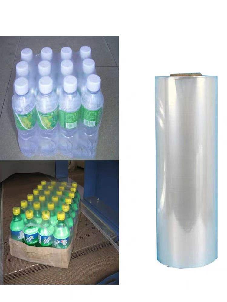 Custom PE Heat Shrink Plastic Wrap Shrinkable Rolls Clear Polythene Wrapping for Coffee Juice Wine Mineral Water Shrink Film