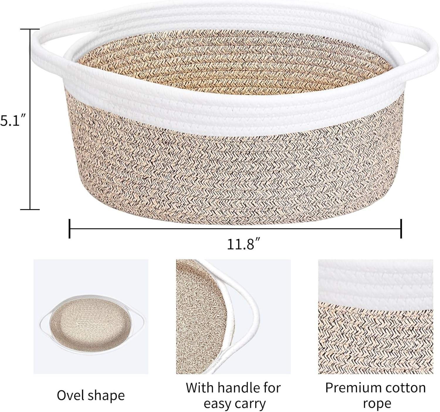 Woven Basket Cute Storage Basket with Handles Nursery Baskets & Liners