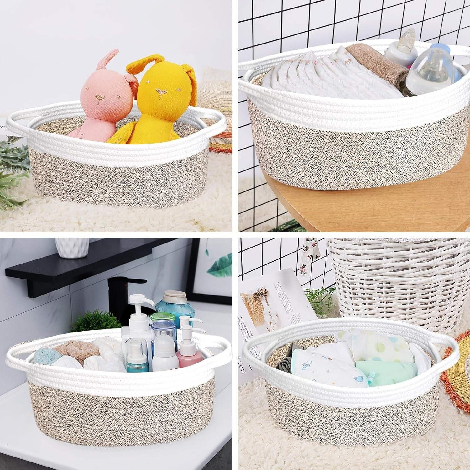 Woven Basket Cute Storage Basket with Handles Nursery Baskets & Liners