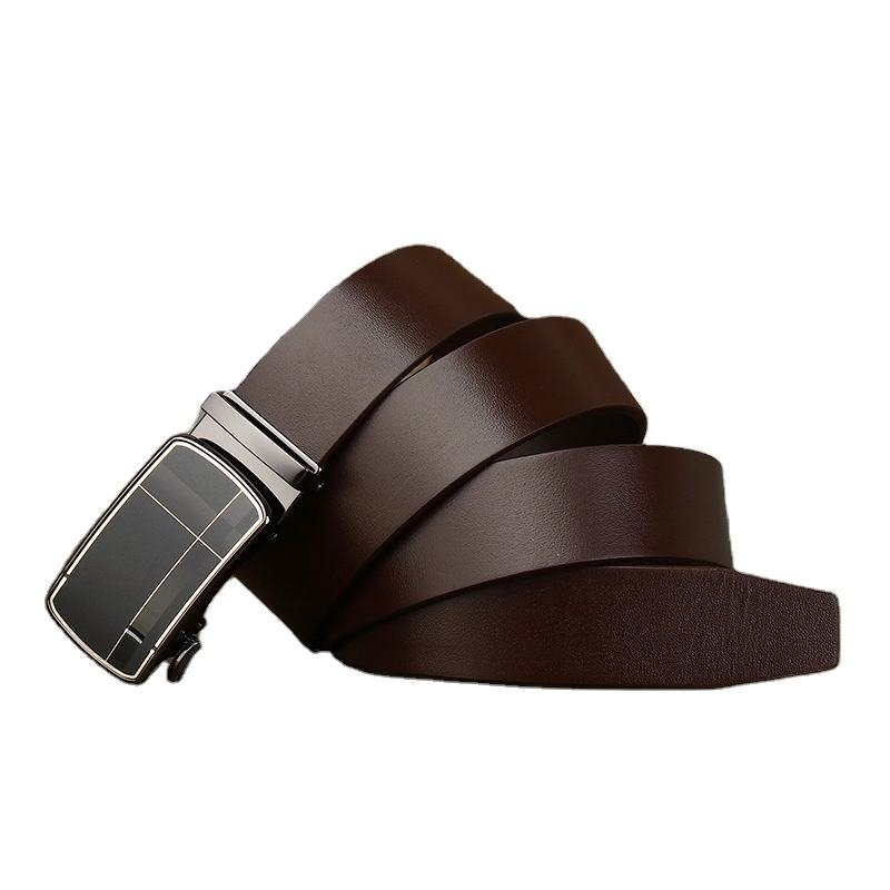 Manufacturer Custom Vegetable-Tanned Top-Grain Leather Business Casual Fashion Men's Genuine Leather Automatic Buckle Belt